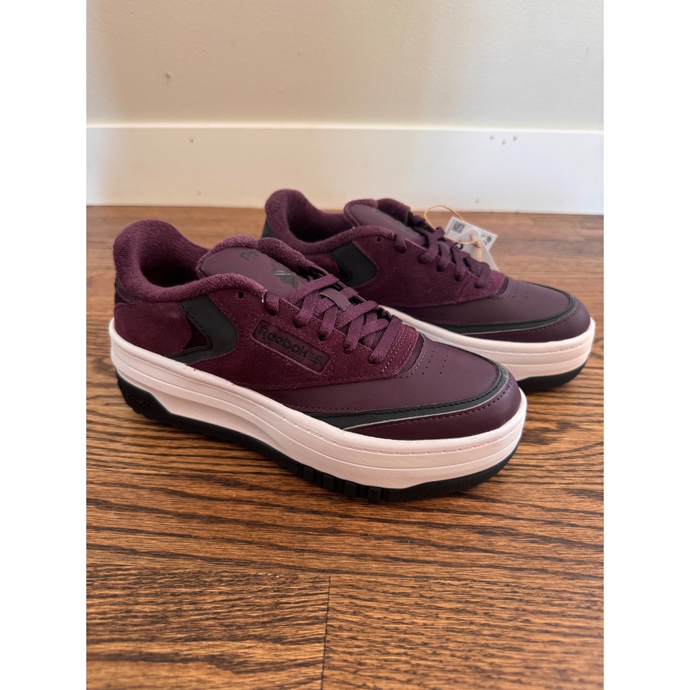 Reebok Club C Extra Platform Sneakers Burgundy Plum Kids 3.5 Womens 5